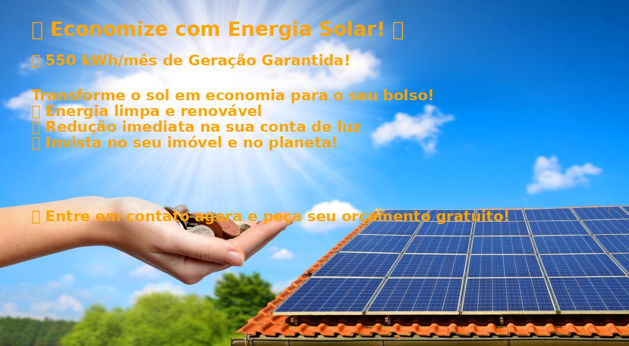 ✅ Geração de 550 kWh por mês ✅ Economia e sustentabilidade ✅ Contribua para um planeta mais verde